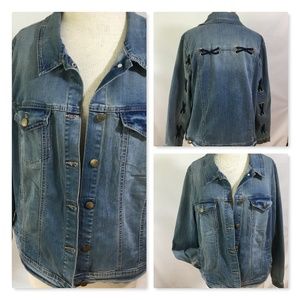 Bandolino Jean Jacket, eyelet lace, Plus size, 1X